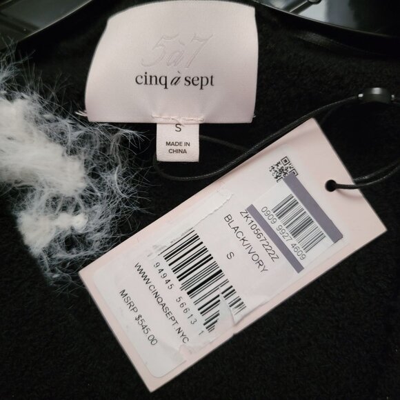 Cinq À Sept Aerin Midi Dress Woman S Wool Cardigan Holiday Black Luxury Designer - Picture 7 of 10